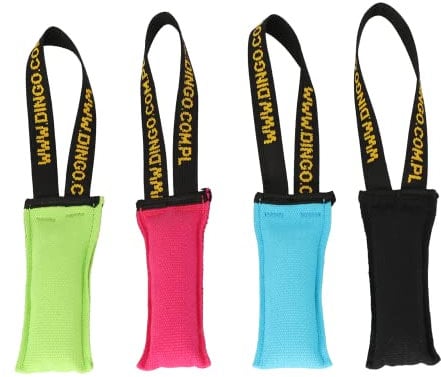 Dingo Hundespielzeug Beisswurst Agility Baumwolle mit Griff handgefertigt für Bisstraining Apportieren Schwimmend Schwimmfähig Mehrfarbig 4 Stück:15 cm x 6 cm Z30001