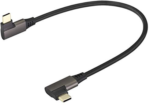 AAOTOKK 90 Degree USB 3.1 Type C Cable - Right & Left Angled 4K@60Hz Gen 2 Extension Cable Supports Charging, Data, Audio, Video for Laptop, Tablet & Mobile Phone (0.3M/1Ft)