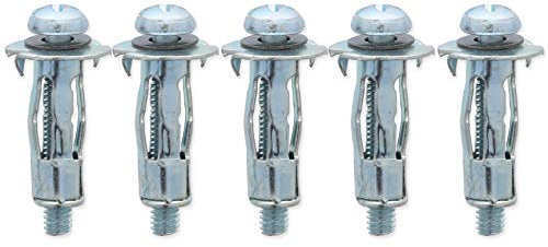 5X Hollow Wall Anchors M4 x 20mm BZP Metal Screw in Plugs for Cavity Plasterboard, Chipboard & Plywood Mounting