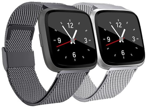 Coholl Kompatibel mit Fitbit Versa Armband/Fitbit Versa 2 Armband, Edelstahl Handgelenk Metall Ersatzband Armb?nder Kompatibel mit Fitbit Versa/Versa 2/Versa Lite, weiblich klein, 2 Stück