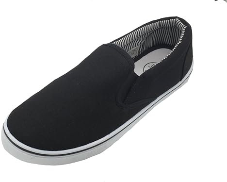 GladRags Mens Slip on Canvas Summer Shoes, Pumps, Trainers, Black/White, Size 10