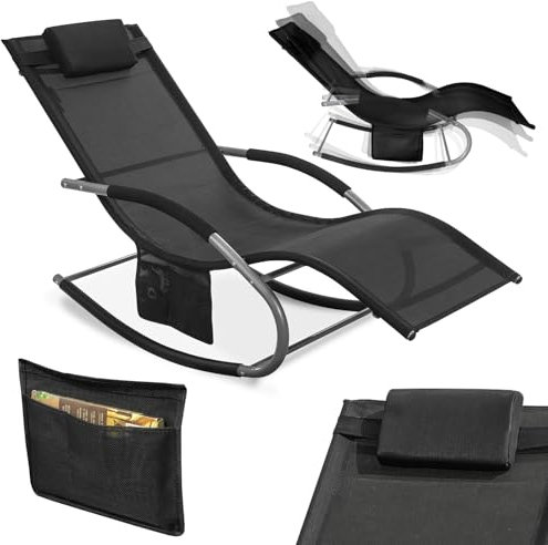 SoBuy Muebles de Jardin Mecedora Silla Tumbona de Exterior Reclinable y Ergonómica Resistente al Clima para Jardín, Terraza y Camping 150 kg de Carga OGS28-SCH