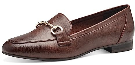 MARCO TOZZI Damen Loafer ohne Absatz aus Kunstleder Elegant, Braun (Chestnut), 40