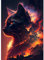 AIRDEA DIY Katze Diamond Painting Set Erwachsene Kinder, Abendglühen Diamant Painting Bilder 5D Diamant Kunst Fantasie Katze Diamant Malerei Set Cross Stickerei Malerei Kits für Heimdekor 30x40 cm