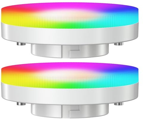 ledscom.de 2 Stück GX53 LED RGB Leuchtmittel, warmweiß - kaltweiß (2900-6100 K), 6,6 W, 670lm, 107°, Smart Home, WLAN, Alexa, matt