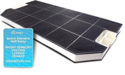 DL-pro Aktivkohlefilter 487x230mm für Bosch Siemens Neff Balay 460367 00460367 DHZ3300 LZ33000 Z5146X0 Filter für Dunstabzugshaube Abzugshaube