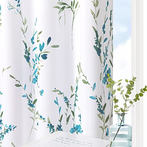 MYSKY HOME Vorhang Grün Vorhänge mit Drucken schallschutz mit Ösen Gardinen Fenster Kurz Modern Schlafzimmer Wohnzimmer Gardine,H 160 X B 132 cm.