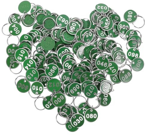 TEHAUX Metallanhänger 100st Auflistung Der Handzeichen Schlüsselmarkierungen Nummerierte Schilder Aus Aluminium Schlüsselanhänger Mit Ringen Schließfach Metall