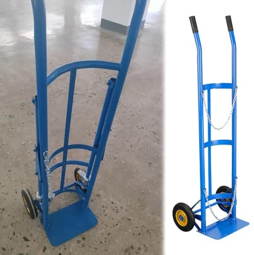 Laboratory/School/Workshops Small Gas Cylinder Cart, Heavy Duty Oxygen Cylinder Rack with Safety Chain, Nitrogen/Acetylene Tanks Trolley Load 440kg/880lbs