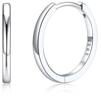 Silvora Kleine Creolen Silber 6mm/8mm/10mm/12mm/14mm/16mm/18mm/20mm Damen | 925 Silber Ohrringe Hoop Huggie Creolen Silber/Gold/Schwarz/Rosegold Schläfer Kreolen für Frauen Herren Männer