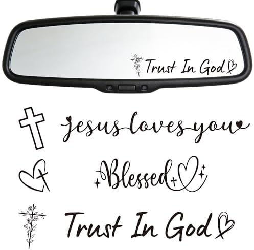 Bafutayawa Christliche Auto Aufkleber 6 Stück, Vertraue auf Gott Sticker für Rückspiegel Fenster Laptop Motorrad Autoaufkleber Schwarz
