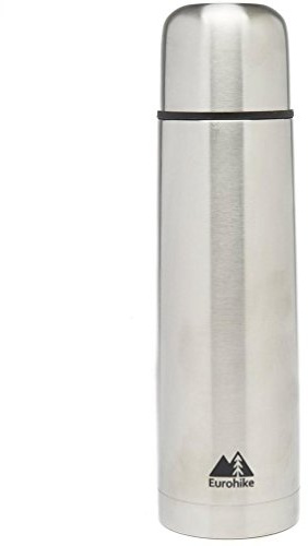 Eurohike Stainless Steel Vacuum Insulated 1 Litre Flask with Cap that Doubles as a Cup for Hot or Cold Drinks, Ideal for Days Out, Fishing Trips and Camping
