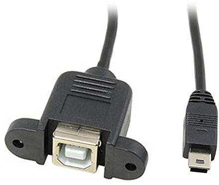 Aukson M04 Mini USB Kabel, 50cm Mini USB 5-Pin Stecker auf USB 2.0 Buchse mit Schrauben, Panel Mount Kabel für Schalttafelmontage