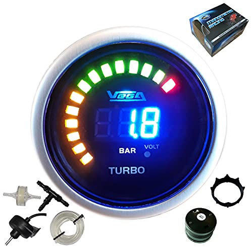 Vega - Manometro a pressione turbo, da 1 a 2 bar, digitale e a LED, 52 mm, marca francese