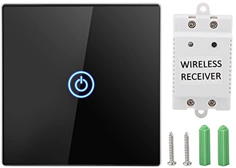 Sonew interruttore luce touch, Interruttore wireless touch per la luce, interruttore da parete intelligente, 12 V, 1 via, pannello con ricevitore per Smart Home, 1.00V
