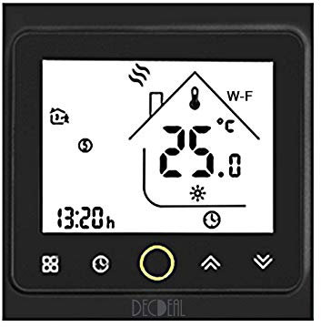 Decdeal Termostato WiFi per Caldaia a Gas,Termostato caldaia Programmabile,Supporto App/Controllo Vocale, Compatibile con Alexa/Google Home(5A)-Nero