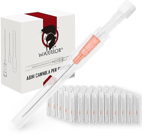 WARRIOR Einweg-Sterilkanüle Ohr-Nasen-Piercing-Nadeln Körperpiercing Professionelles Tattoo-Zubehör (50 Stück/Box, Orange 14G)