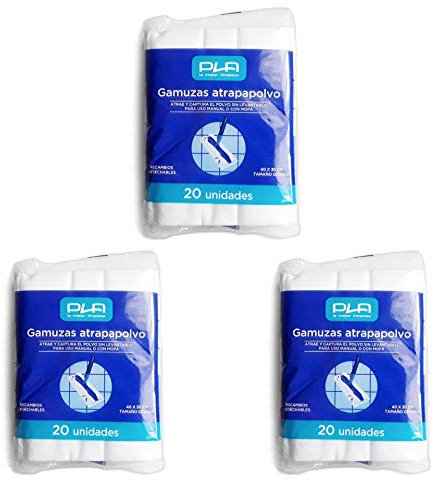 PLA - Gamuza Atrapapolvo desechable para mopa, Set de 60 Unidades 40x30 cm (3)