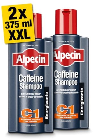 Alpecin Caffeine Shampoo C1 2x 375ml | Champu anticaida hombre y con cafeina | Tratamiento para la caida del cabello | Alpecin Shampoo Anti Hair Loss Treatment Men