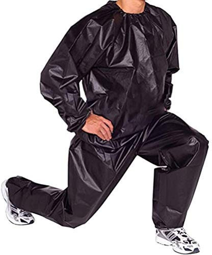 Sauna-Kostüm, Heavy Duty Sauna Suit Suit Weight Loss Anzug Gym Fitness Workout Clothing Men Women Training Trainingsanzug, Unisex PVC Sweat Sauna Suit Cloth Lose Weight Slimming Fitness, Schwarz