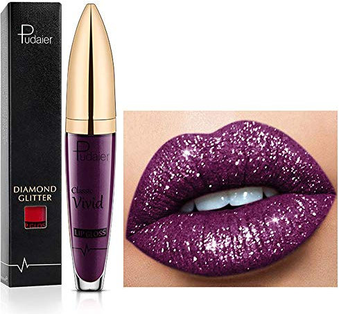 18 Farben Diamant glänzender langanhaltender Lippenstift,3D Shining Stars Perlglanz Lipgloss,Shimmer Metallic Texture Liquid,lang anhaltender Lipgloss,wasserdichte langlebiger Not Stick Cup (09)