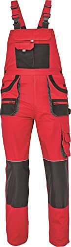 Hans Latzhose - Herren Baumwolle Slim Fit Arbeits-Latzhose - Rot EU52