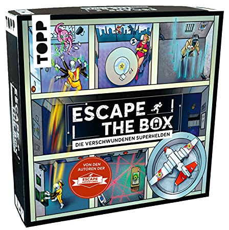 TOPP Escape The Box – Die verschwundenen Superhelden: Das ultimative Escape-Room-Erlebnis als Gesellschaftsspiel!: 9 Rätsel-Räume in Einer Schachtel – für 1-4 Spieler – ab 10 Jahren