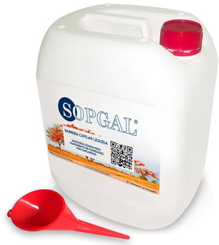 Inyección Líquida para Humedades por Capilaridad (25L+ 5 CÁNULAS) - frena las humedades por capilaridad ascendente en paredes y muros, creando una barrera impermeable - Sopgal