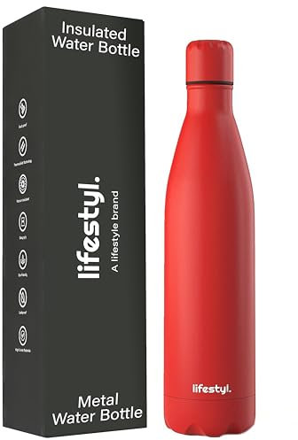 Lifestyl Stainless Steel Water Bottle | 24 Hrs Cold & 12 Hrs Hot| Thermoshield Technology Vacuum Insulated Metal Water Bottles, Leak-Proof Drinks Bottle for Gym (Red, 1000 ml)