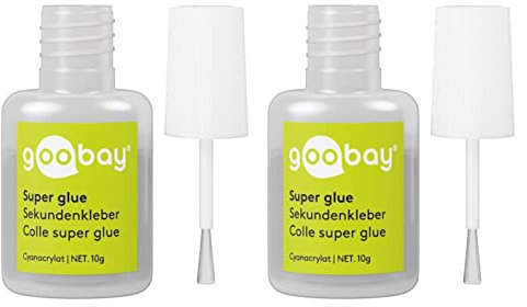 GOOBAY Lot de 2 Flacons Super glue Cyanoacrylate 10g avec pinceau