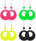 4 Paar Acryl Ohrringe Vintage Neonfarben Rund Baumelnde Neon Ohrringe Bunt Modische Klobige Statement Ohrringe 80er 90er Jahre Outfit Party Kostüm Zubehör Damen