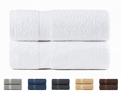 Todocama Duschtücher, 100% Baumwolle, 550 g/m², extra weich, sehr saugfähig und schnell trocknend, Maße 70 x 140 cm, Weiß, 2 Stück