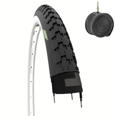 1 Abdeckung 26 x 1 1/2 (40 – 584) + Reifen in Weiß für Fahrrad, Vintage-Fahrrad, Holland, Straße, Erwachsene
