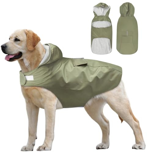 Idepet Regenmantel für Hunde mit Kragenloch Wasserdicht Reflektierend Winddicht Poncho Regenjacke mit Kapuze Hunde Regenschutz für kleine mittelgroße und große Hunde