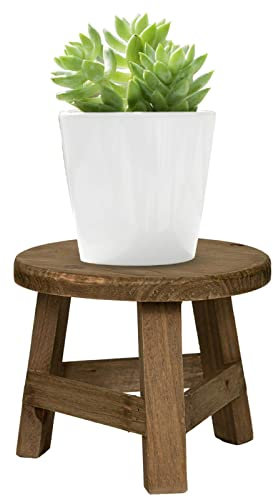 1/2 Stück Blumentopfhocker aus Holz – Blumenhocker für Terrasse, Pflanzenständer mit 3 Beinen | runde Pflanzenerhöhungen aus Holz, dekorative Bank für Pflanzen