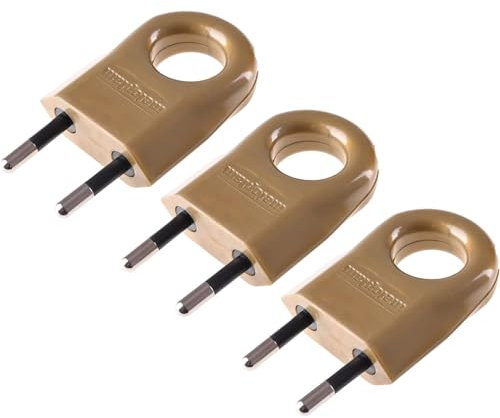 Fiche Plate avec Trou Rond, Fiche 230V, 6A, Fiche Schuko - Plate, Fiche Euro, Fiche Plate Européenne, Fiche d'alimentation - Plate, Euro - Fiche Plate à 2 Broches, 3 Pièces (Or)