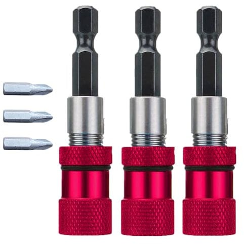 Meijunter 3Pcs Hex Shank Drywall Drill Bit Holder Magnetic Bit Holder 1/4 inch Screwdriver Bit Adapter Replaceable Bit Holder Comes with 3 PH2 Cross Bit Accessories