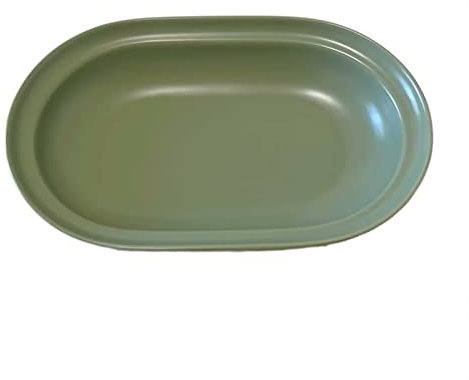 Plato llano Plato de comedor de Color sólido, plato hondo ovalado, plato de desayuno for el hogar, plato de ensalada, plato de postre, plato de cerámica sencillo for restaurante Placa (Color : Green