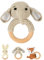 OFFCUP Babyrassel Gehäkelte Greifling, Beißring Baby, Niedlicher Greifling für Baby, Zahnring Holz, Handmade Rassel Beißring Baby Gehäkelte Tiere Spielzeug für Babys & Kleinkinder ab 0 Monate -Elefant