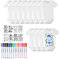 LOEPENLE 12er Set Bemalen Kurzarm Baby Body,Bemalen Babyparty, Baby mit 8 Kurzarmbody mit 8 Kurzarmbody+14 Bunte Textilstift+8 Schablonen für Babyparty Spiele Babyshower Strampler