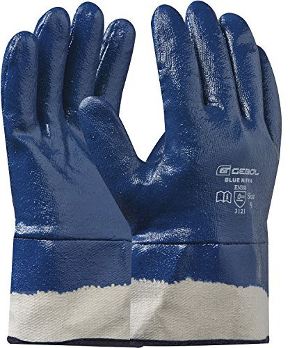 Arbeitshandschuh BLUE NITRIL | Größe 10 (XL) | Baumwolle mit Nitril-Beschichtung | 1 Paar