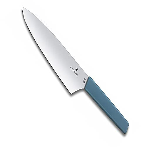 Victorinox Swiss Modern Cuchillo de trinchar, filo recto, hoja extra ancha, acero, color azul