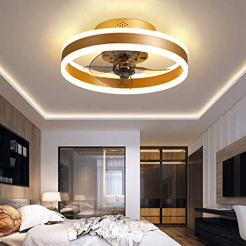 TATANE Reversibile Ventilatore da Soffitto con Luce e Telecomando Silenzioso 6 Velocita Camera LED Lampada Ventilatore Soffitto Soggiorno Moderno Φ40cm 24W Dimmerabile Plafoniera con Timer,d'oro