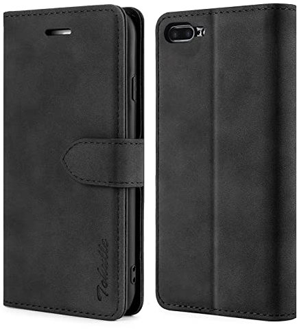 TOHULLE Case for iPhone 7 Plus iPhone 8 Plus, Premium PU Leather Wallet Case with Card Holder Kickstand Magnetic Closure Flip Folio Case Cover for iPhone 7 Plus/8 Plus - Black