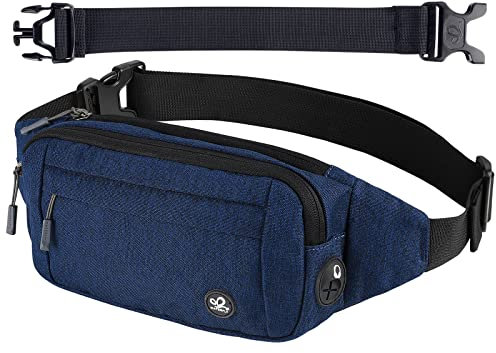 Waterfly Sac Banane Homme Femme: Étanche Unisexe Petite Sacoche Banane de Sport Ceinture allongée pour Randonnée Cyclisme Balade Ville Vacances Bleu Marine