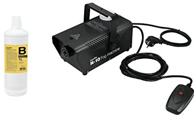 EUROLITE Set N-10 schwarz + B2D Basic Nebelfluid 1l | Kompakte 400-W-Nebelmaschine mit Kabelfernbedienung inkl. 1l Smoke Fluid