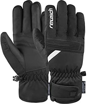 Reusch Baldo R-TEX® XT Winddichte, wasserdichte, atmungsaktive und warme Unisex Winterhandschuhe Fingerhandschuhe Schneehandschuhe Skihandschuhe für Damen und Herren, schwarz-weiß, 10