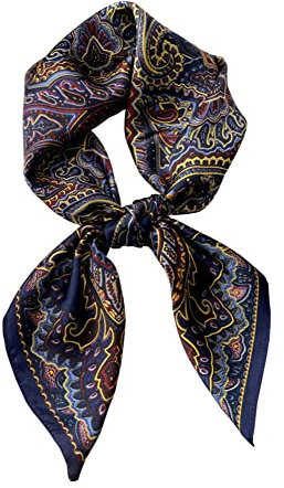 JERLA Unisex-Erwachsene Jasilk Quadratischer Seidenschal, Blau mit Paisley-Muster, 26.7”X26.7”