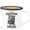 Emaille Becher Blechbecher - Statement Sprüche - So viele Idioten und nur eine Sense - Schwarz - 300 ml - Weiß Schwarz - sarkasmus sensenmann tasse spruch bösen sprüchen blechtasse spruechen