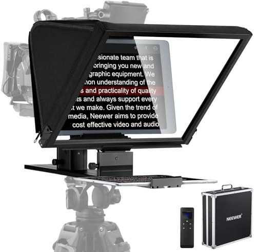 NEEWER Teleprompter X16 mit RT113 Fernbedienung und App Steuerung, 16 Strahlteiler, faltbares Design aus Alu, QR Platte kompatibel mit 501PL iPad Android Tablet Kamera Camcorder bis zu 44 lb/20kg